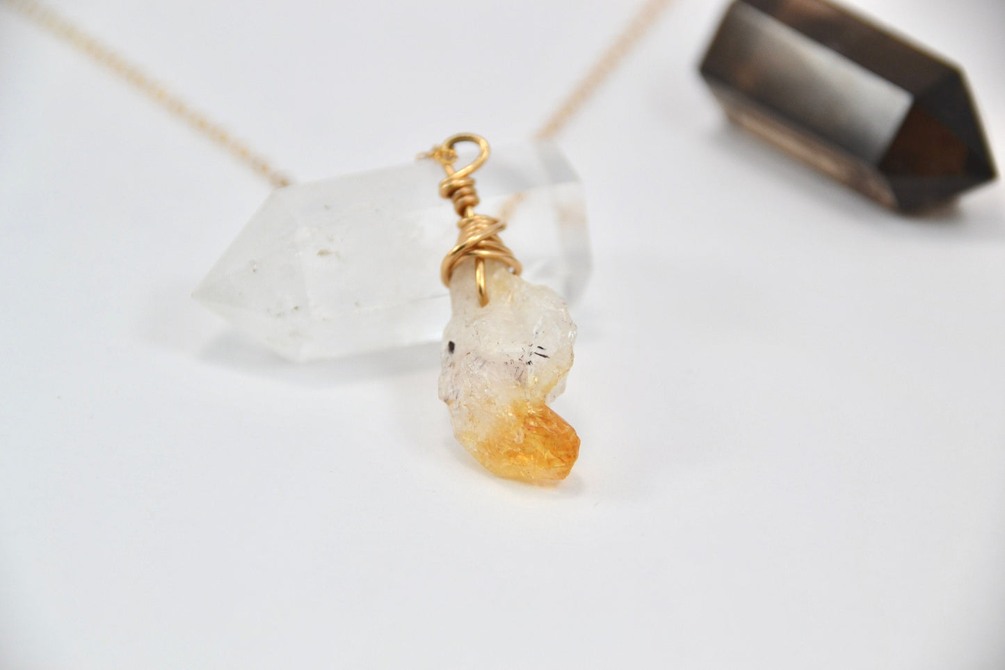 Raw Citrine 14K Gold Filled Necklace || November Birthstone