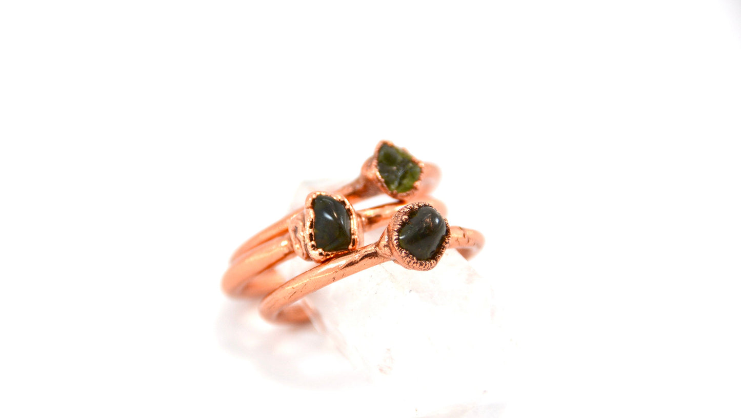 Copper Peridot Ring | August Birthstone Large Stone