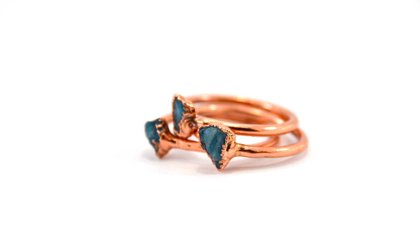 Dainty Raw Blue Apatite Ring | Rough Stone Ring |