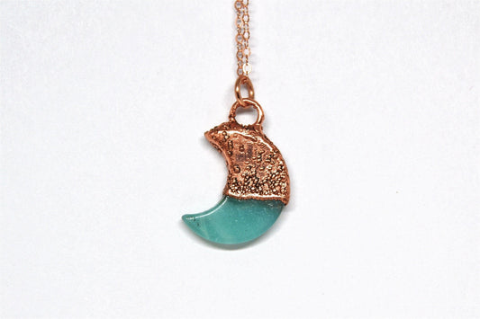 Amazonite Crystal Moon 14k Rose Gold & Copper Necklace