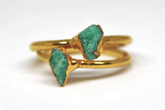 Gold Raw Emerald Ring | Emerald Ring| May Birthstone