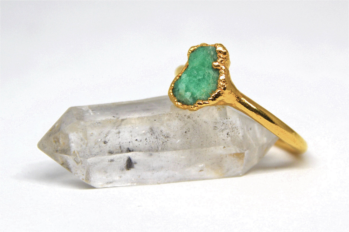 Gold Raw Emerald Ring | Emerald Ring| May Birthstone