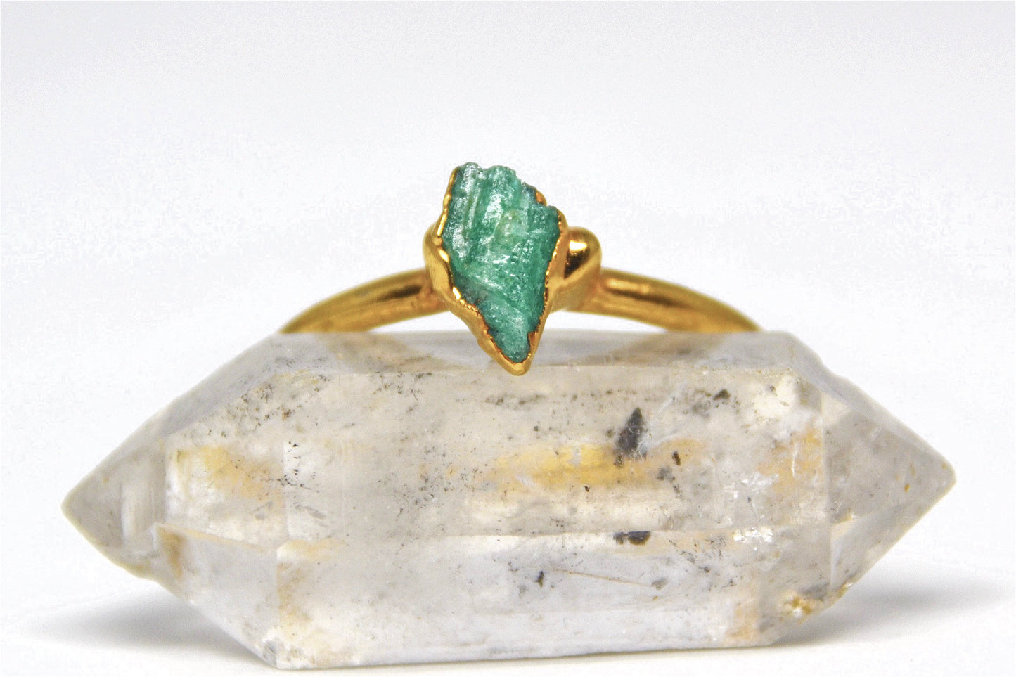 Gold Raw Emerald Ring | Emerald Ring| May Birthstone