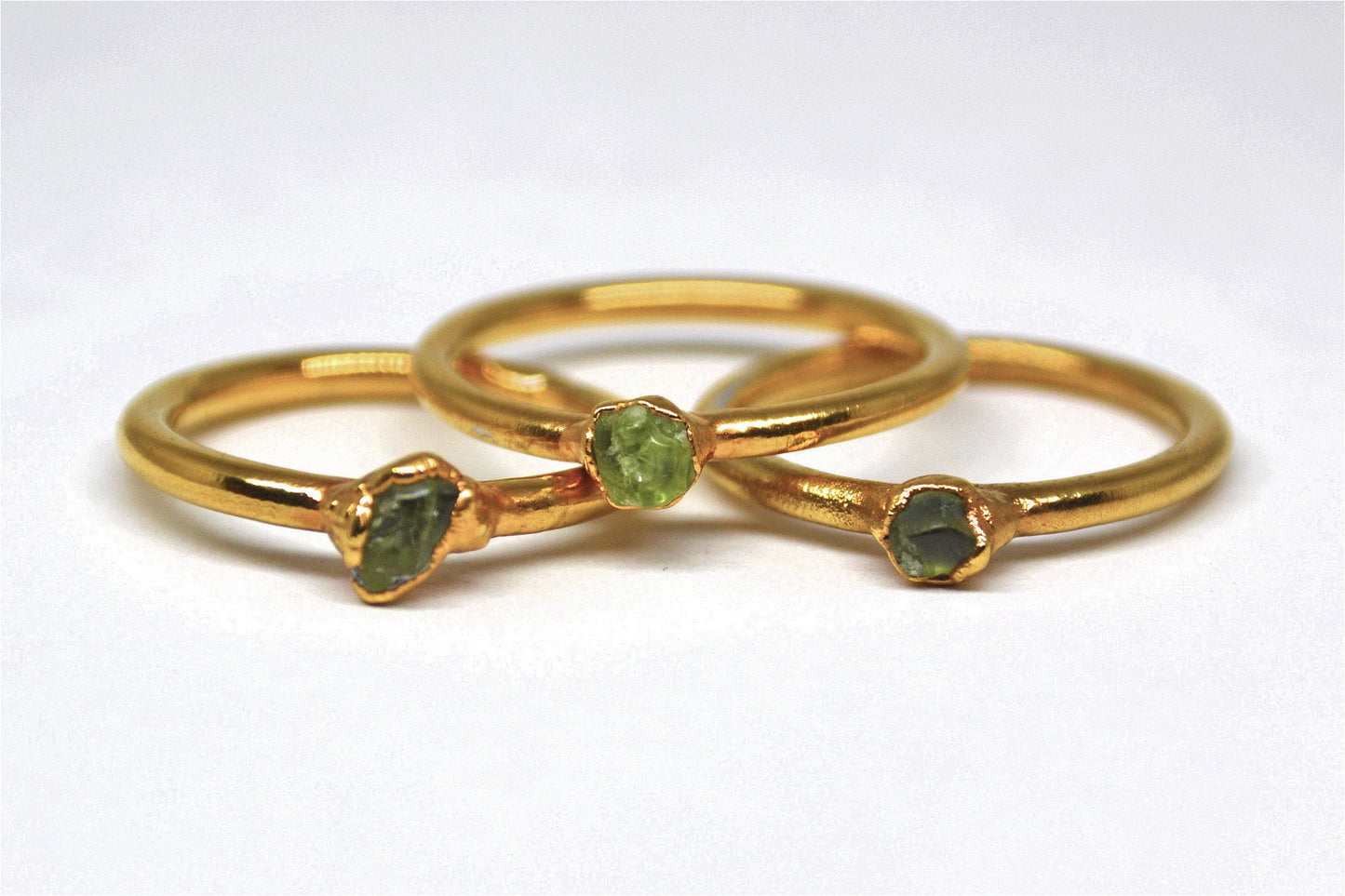 Gold Raw Peridot Ring|  August Ring| Raw Stone Ring |
