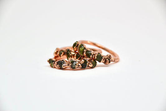Multi-Stone Raw Peridot Ring Copper