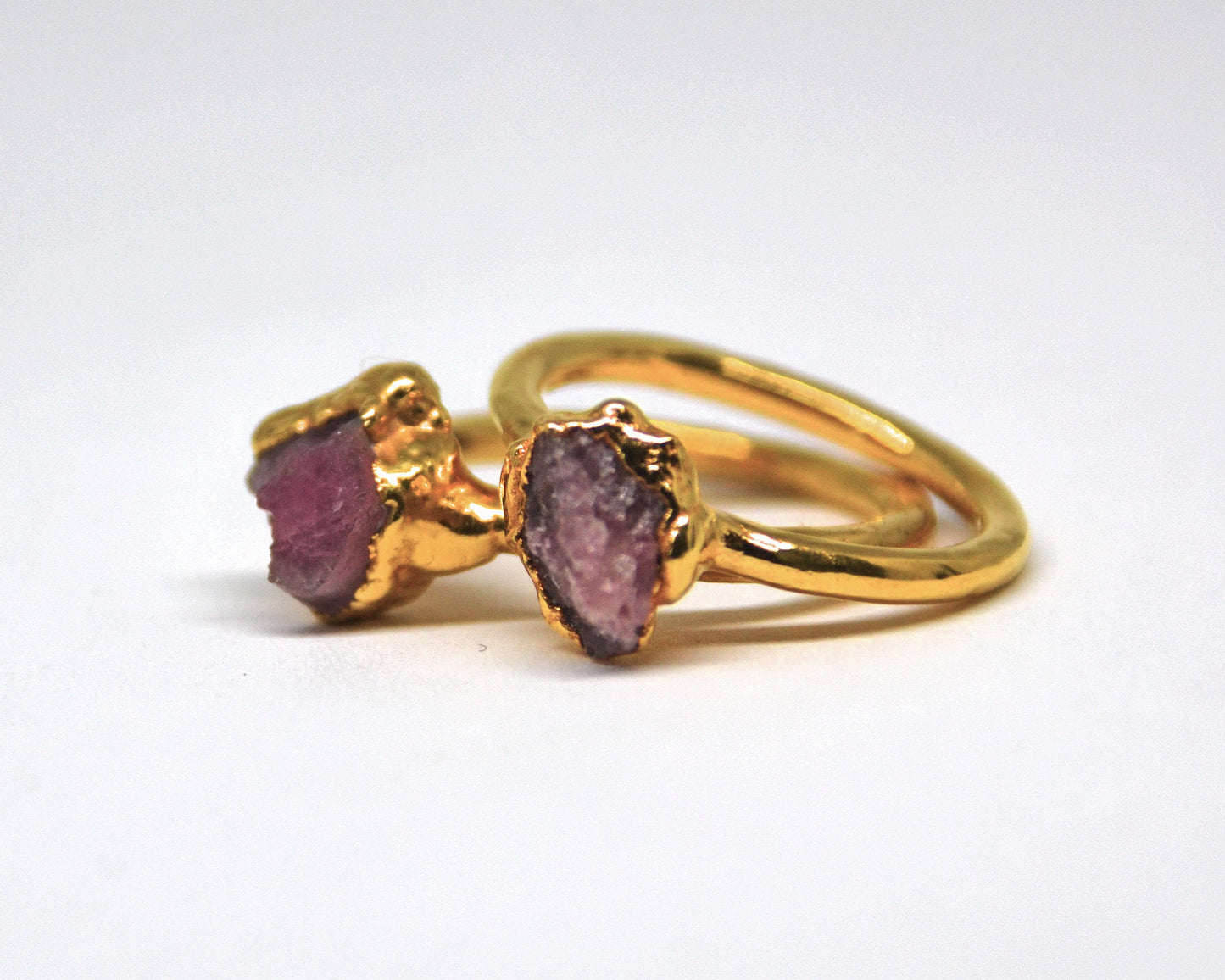 Gold Raw Pink Tourmaline Ring | Raw Tourmaline Jewelry | October Birthstone