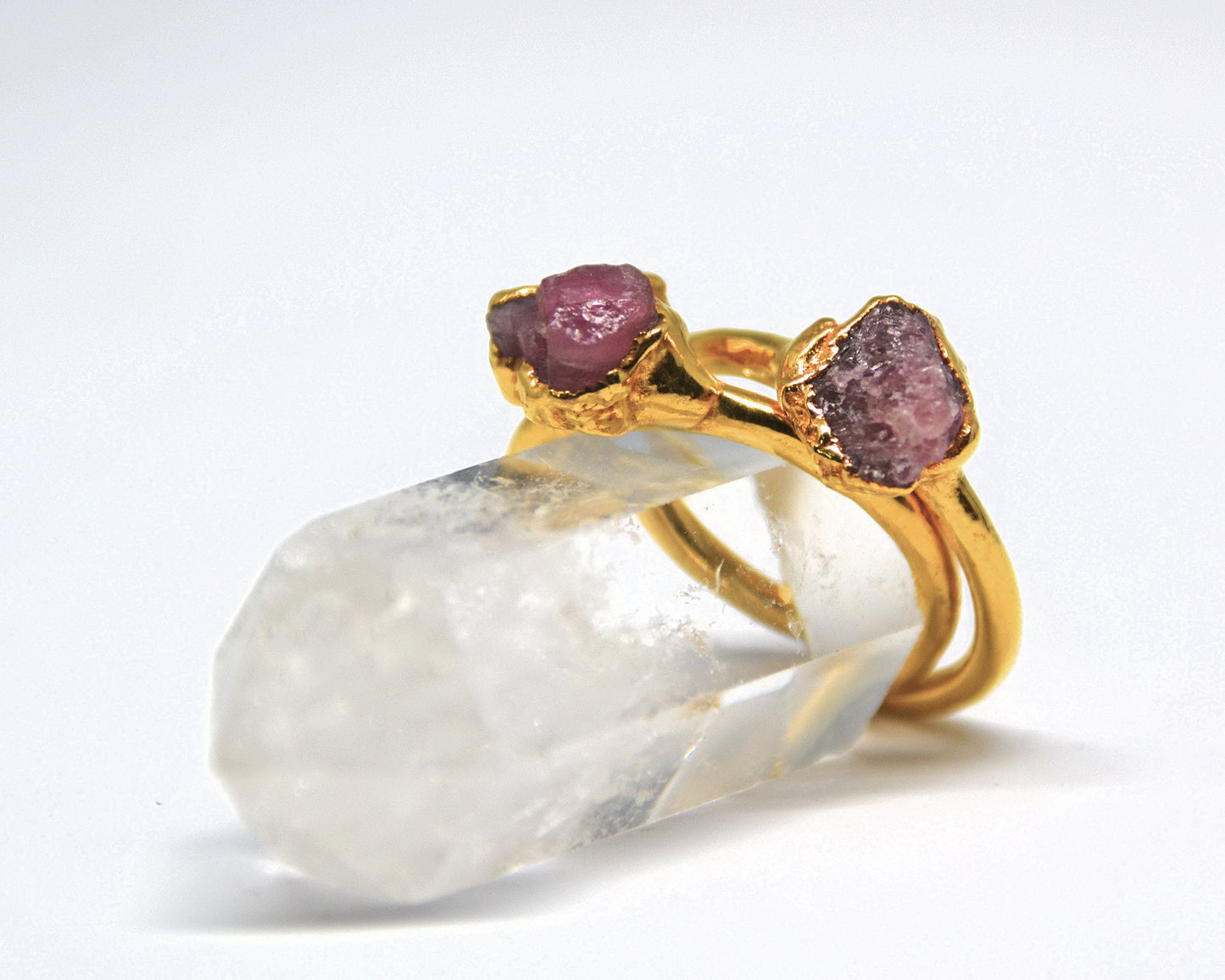 Gold Raw Pink Tourmaline Ring | Raw Tourmaline Jewelry | October Birthstone
