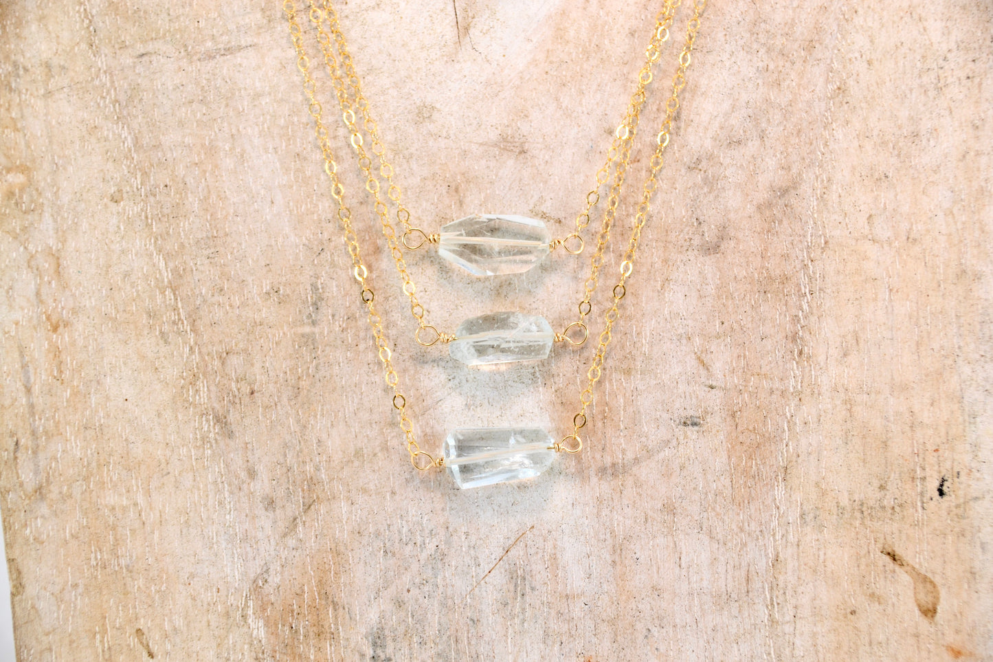 14K GF Dainty Aquamarine Necklace || March Birthstone