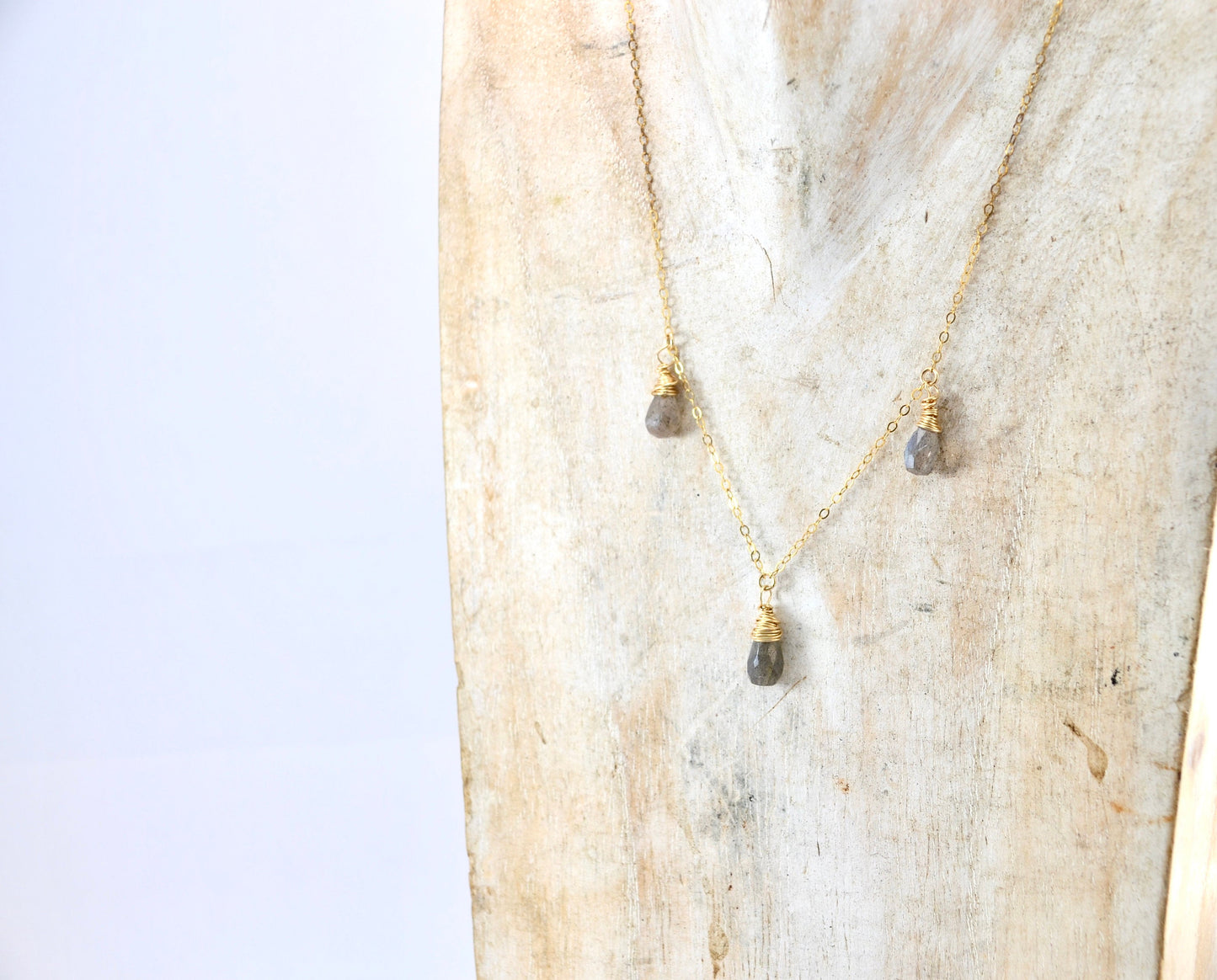 Faceted Labradorite Rain Drop Necklace | 14-K Gold Filled