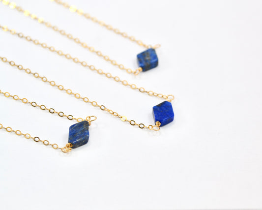 Gold Filled Lapis Lazuli Dainty Necklace  | September Birthstone |