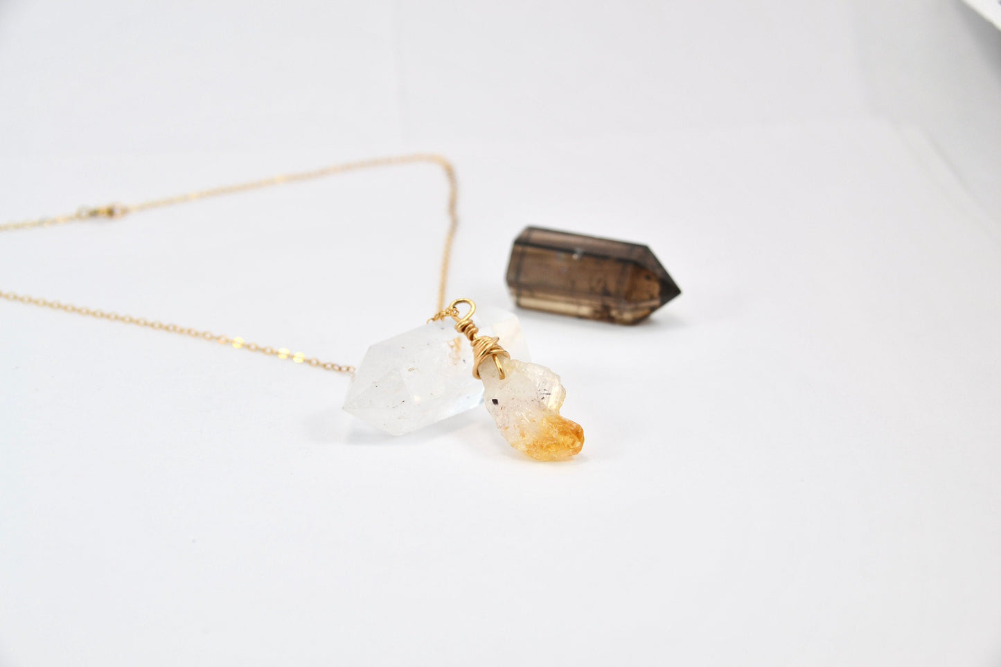Raw Citrine 14K Gold Filled Necklace || November Birthstone
