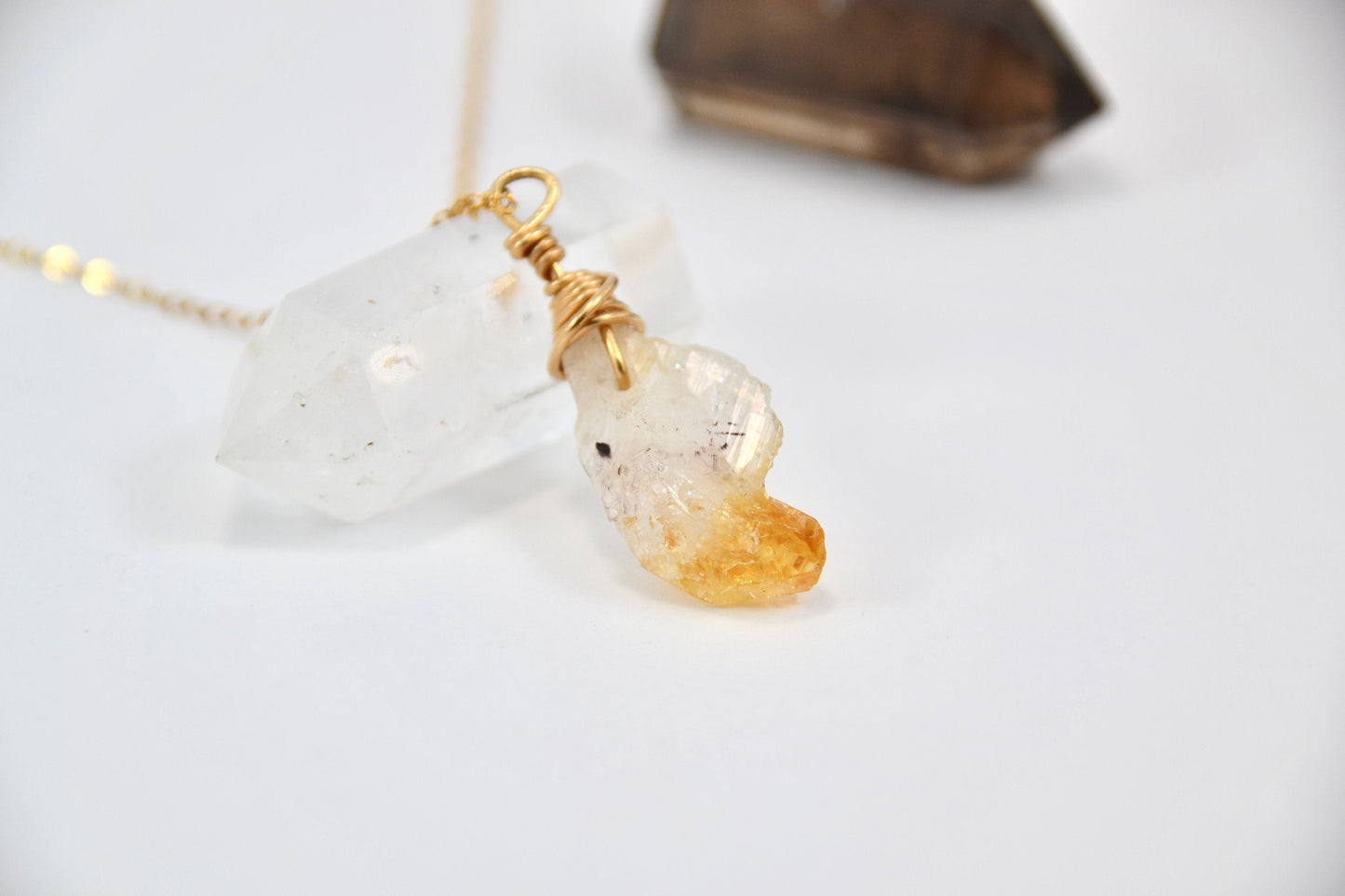 Raw Citrine 14K Gold Filled Necklace || November Birthstone