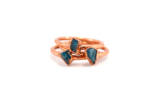 Dainty Raw Blue Apatite Ring | Rough Stone Ring |