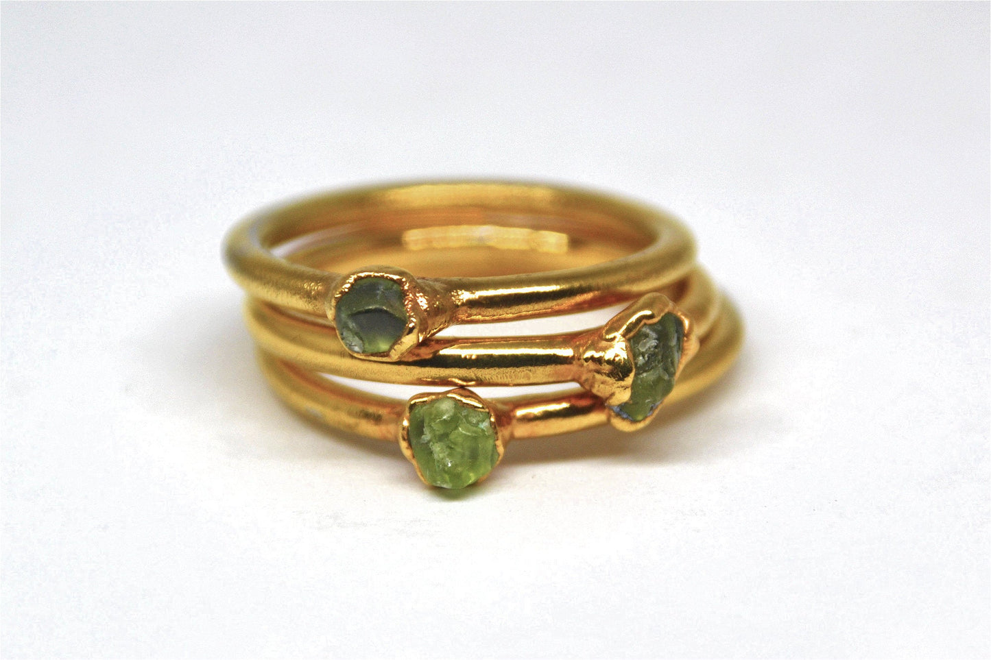 Gold Raw Peridot Ring|  August Ring| Raw Stone Ring |