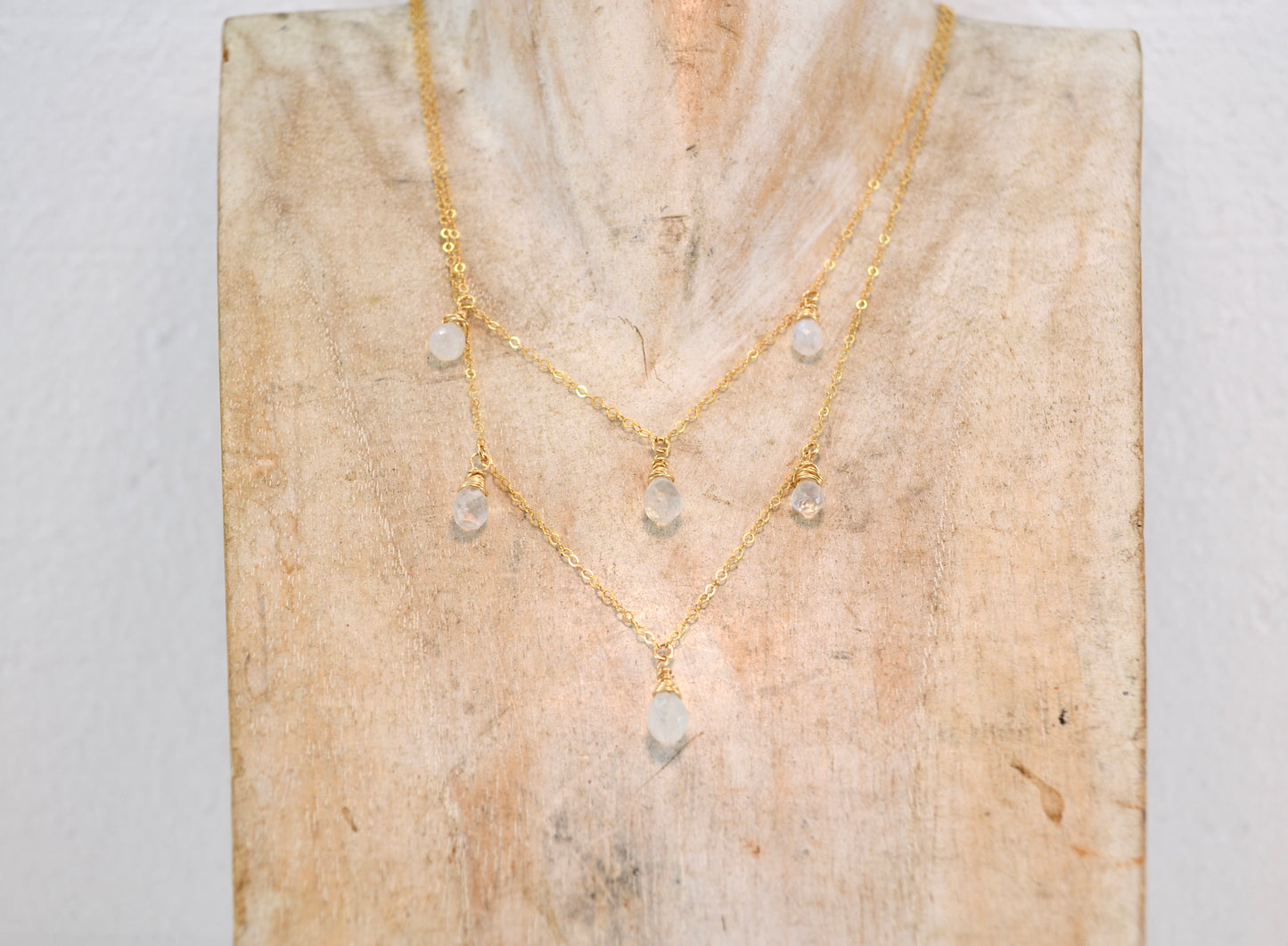 Faceted Moonstone Rain Drop Necklace | 14-K Gold Filled