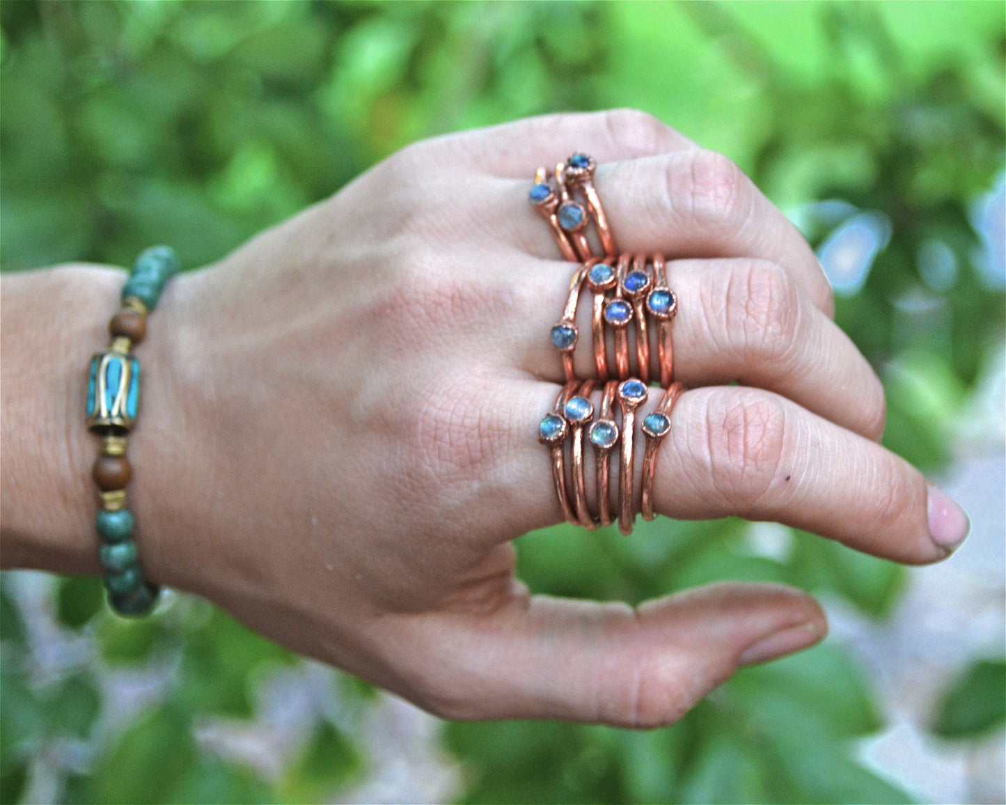 Dainty Flashy Copper Labradorite Ring