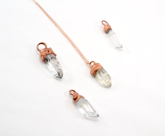 Chunky Clear Quartz Copper Necklace || April Birthstone