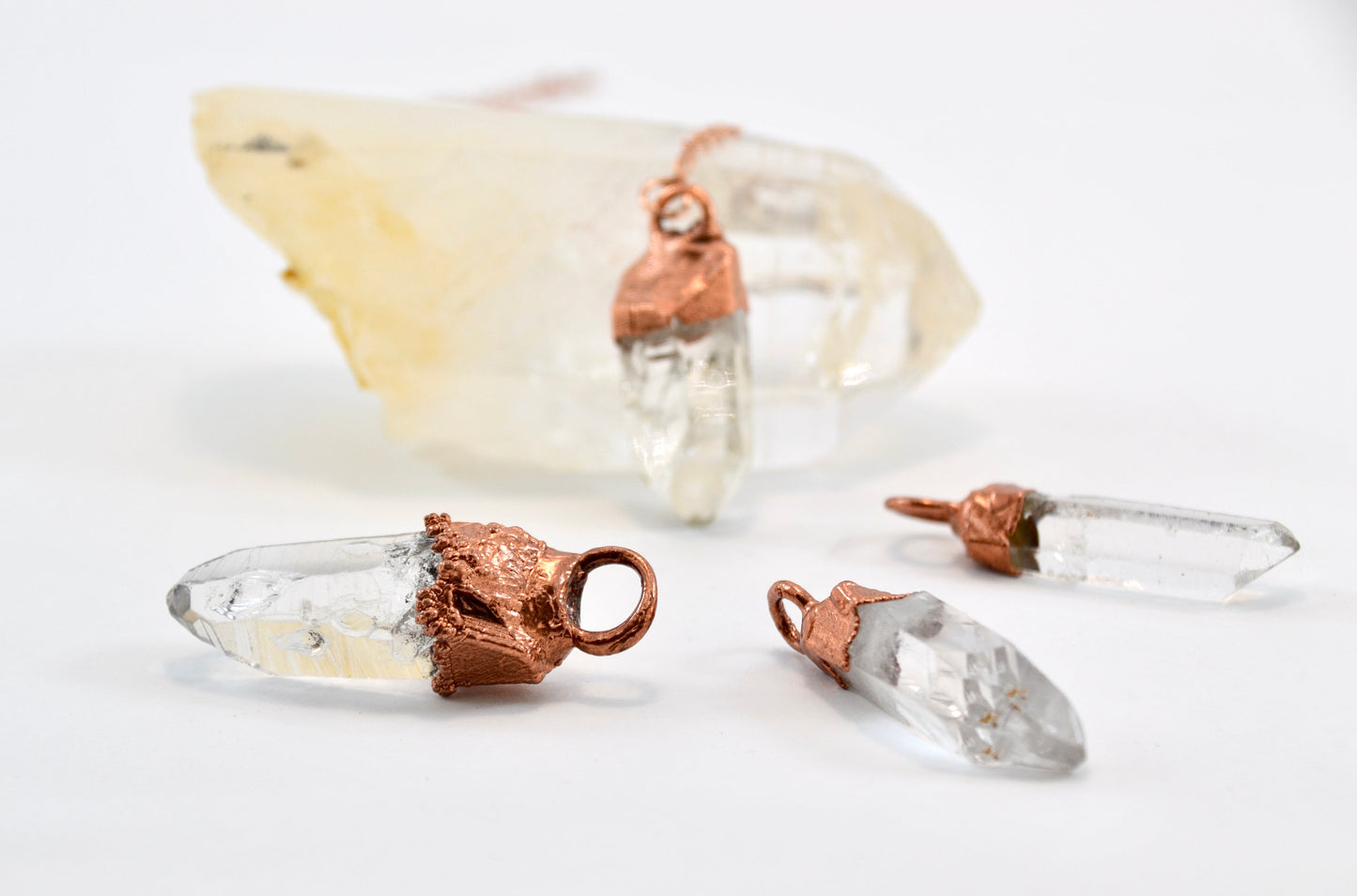 Chunky Clear Quartz Copper Necklace || April Birthstone