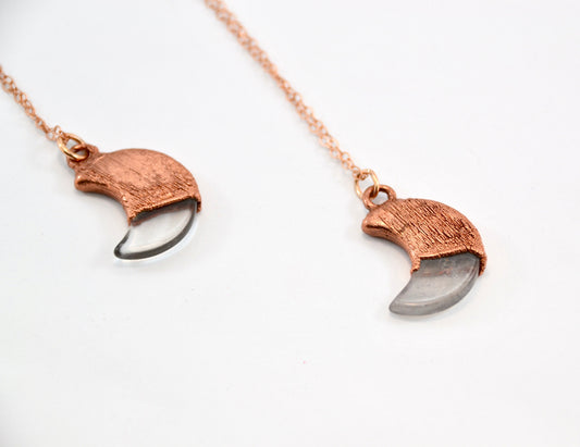 Rose Quartz Moon Necklace Copper