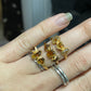 Multi-stone Gold Raw Citrine Ring | Rough Stone Ring |