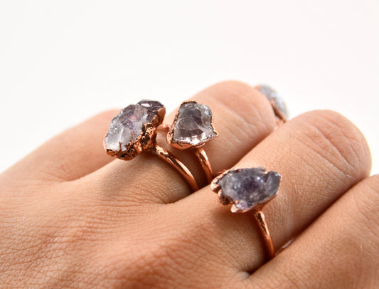 Raw Amethyst from Mexico || Amethyst Stone Ring