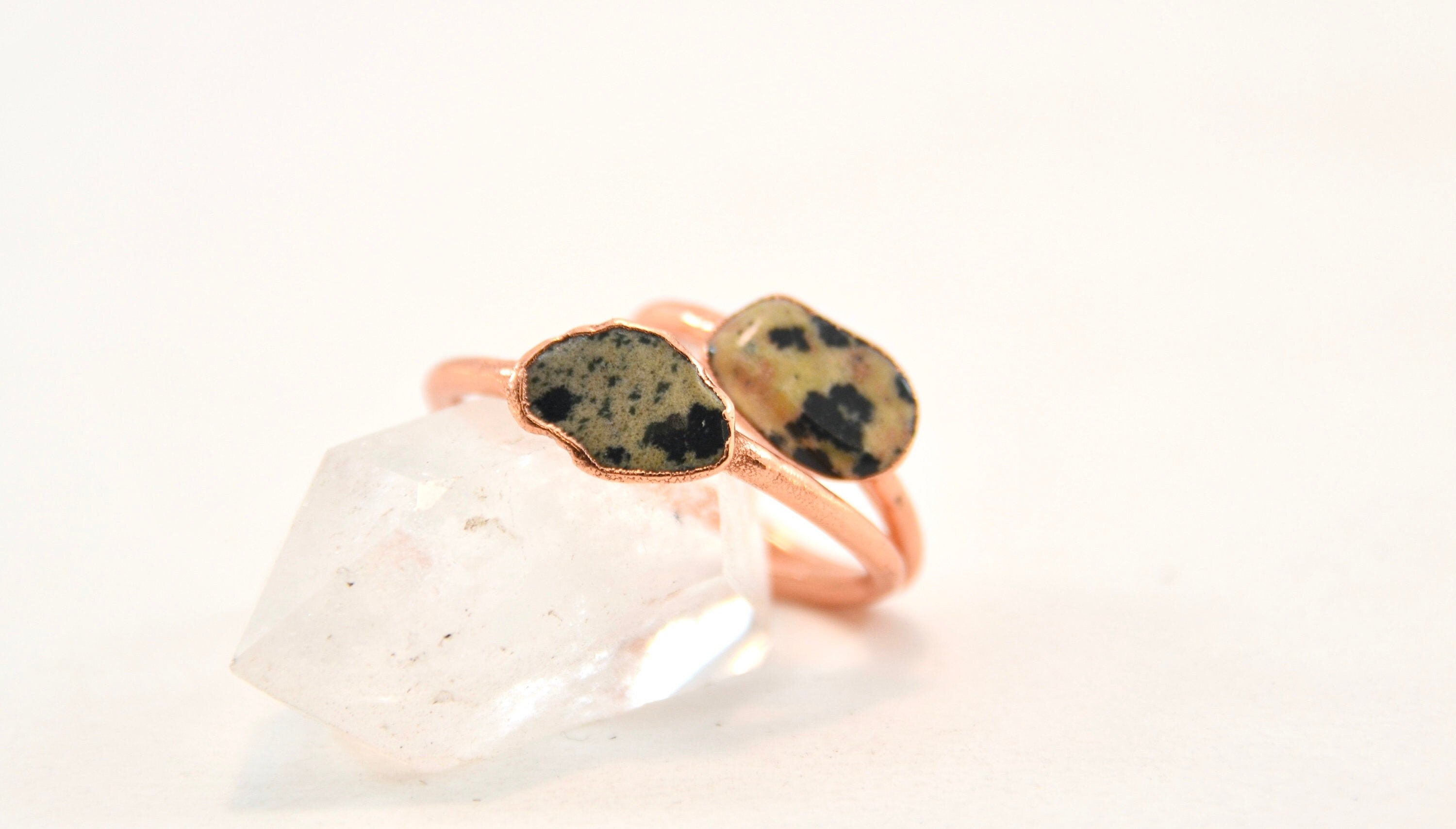 Dalmatian Jasper Stone Ring || Raw Stone Ring