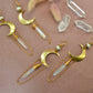 Crescent Moon Earrings || Dangling Moon Earrings || Angel Aura Quartz Earrings || Statement Earrings ||