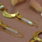 Crescent Moon Earrings || Dangling Moon Earrings || Angel Aura Quartz Earrings || Statement Earrings ||