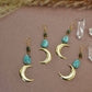 Dangling Crescent Moon Earrings || Turquoise Moon Earrings || Amazonite Earrings