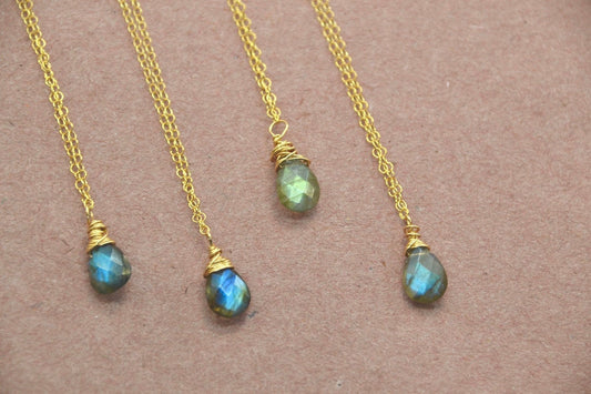 14K Gold Filled Flashy Labradorite Faceted Necklace || Stone of Magic & Transformation