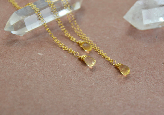 14k Gold Filled Citrine Necklace || Dainty Citrine Stone Necklace || November Birthstone