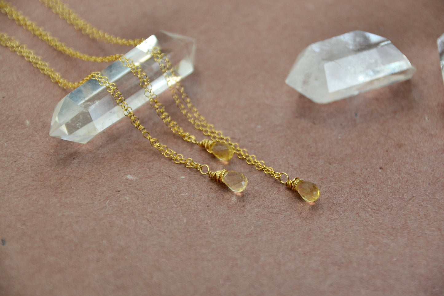14k Gold Filled Citrine Necklace || Dainty Citrine Stone Necklace || November Birthstone