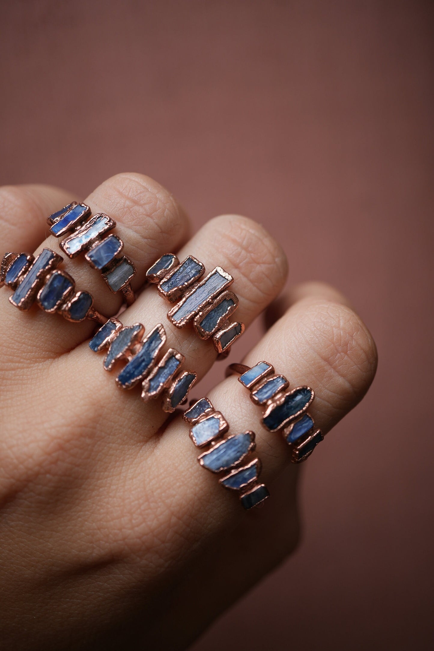 Multi-Stone Kyanite Ring | Kyanite Copper Ring | Copper Blue Kyanite Ring | Goddess Ring | Bohemian Stone Ring | Raw Stone Ring