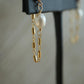 Gold Pearl Post Chain Hoops ||  14K Gold Filled Earrings || Dangling Pearl Earrings