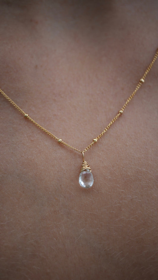 Gold Aquamarine Satellite Necklace || March Pieces Necklace || Dainty 14K Gold Filled Birthstone Necklace