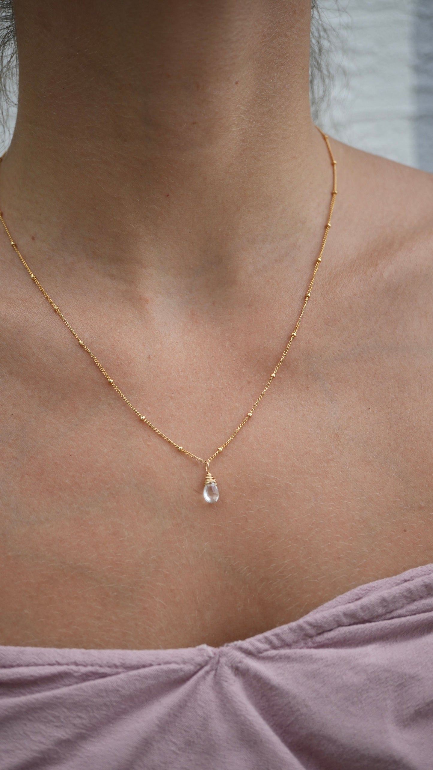 Gold Aquamarine Satellite Necklace || March Pieces Necklace || Dainty 14K Gold Filled Birthstone Necklace