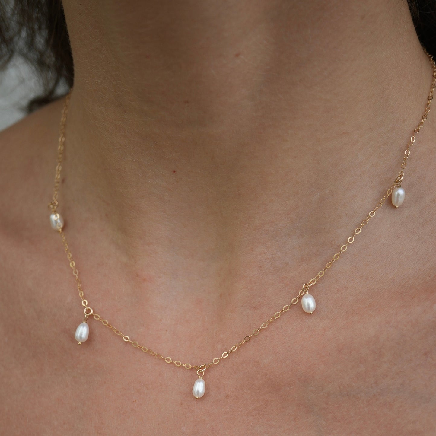 Dainty Pearl Necklace | 14K Gold Filled Pearl Choker Necklace | Bridesmaid | Wedding Jewelry