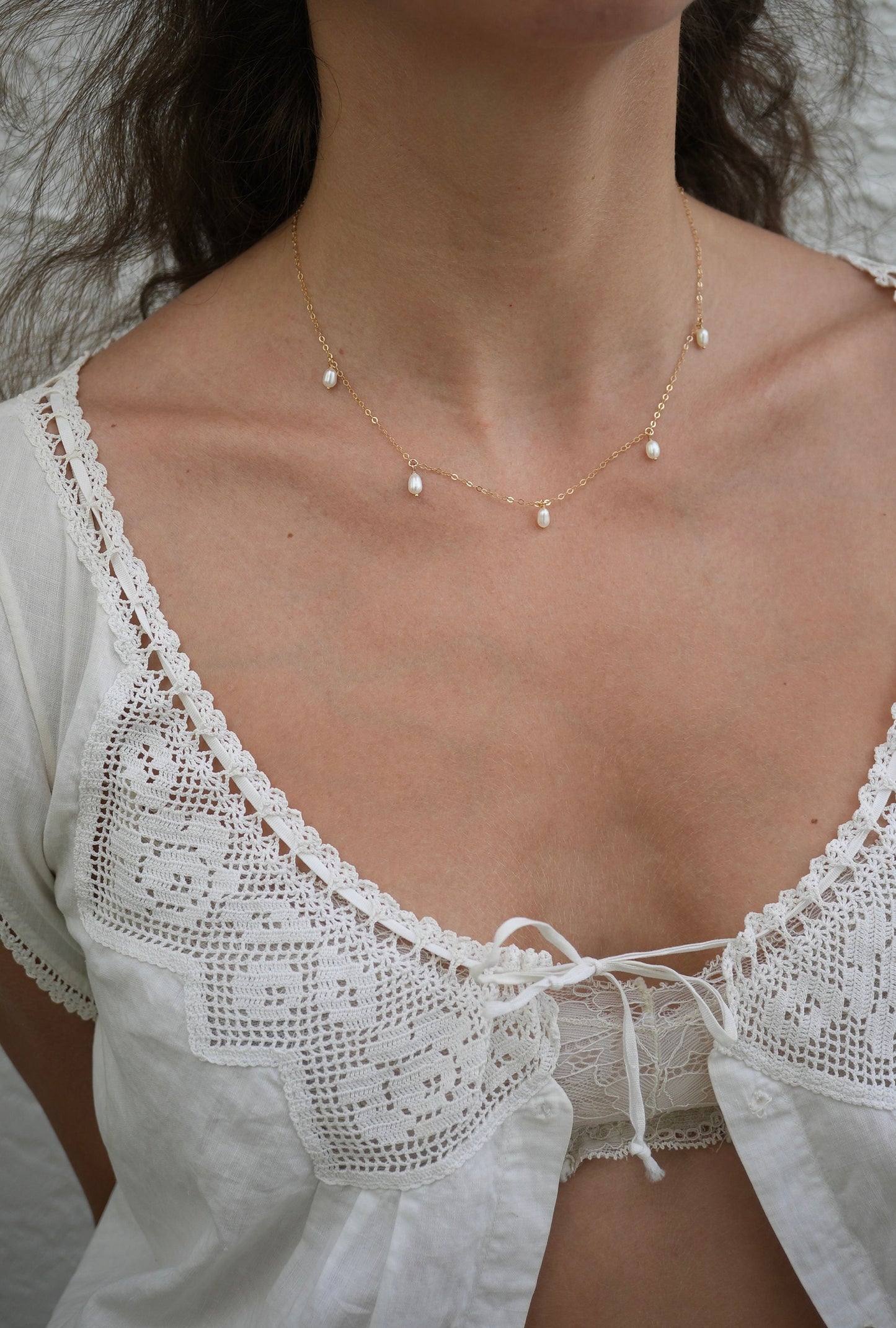 Dainty Pearl Necklace | 14K Gold Filled Pearl Choker Necklace | Bridesmaid | Wedding Jewelry