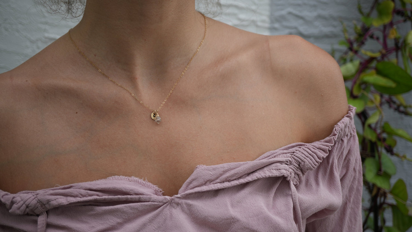 Custom Initial  Necklace + Herkimer Diamond Stone | Wire Wrapped Herkimer Letter Necklace | Loved one Necklace | Gift For Her