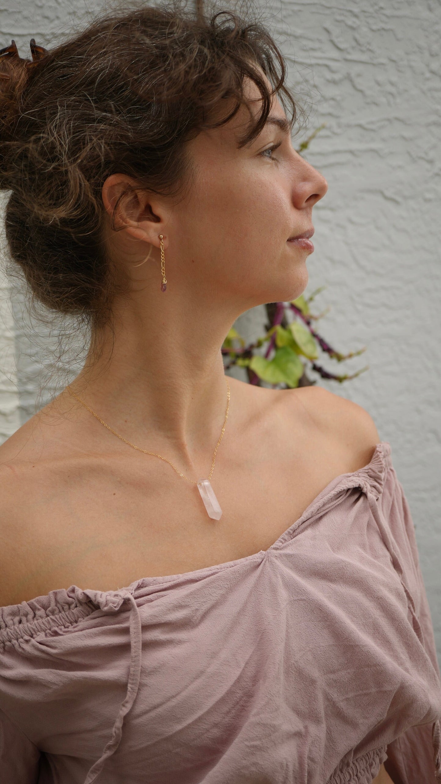 Pink Tourmaline Figaro Chain Earrings || 14K Gold Filled || Wire Wrapped Earrings