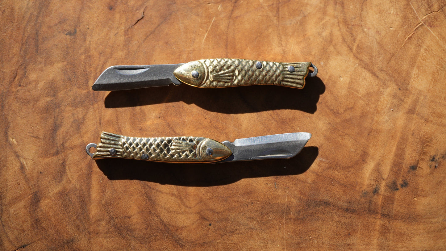 Mini Fish Knife Necklace | Brass Pocket Knife Necklace | Blade Necklace || Brass Knife Necklace | Real Knife Necklace | Unisex 14K GF Chain