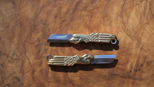 Small Mini Brass Knife Necklace | Pocket Knife Necklace | Blade Necklace | Brass Knife Necklace | Real Knife Necklace | Unisex 14K GF Chain