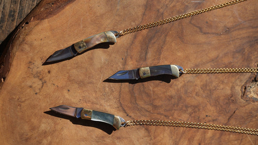 Shell Pocket Knife Necklace || Abalone Shell Pocket Knife Necklace || Blade Necklace || Brass Knife Necklace || Real Knife Necklace Unisex