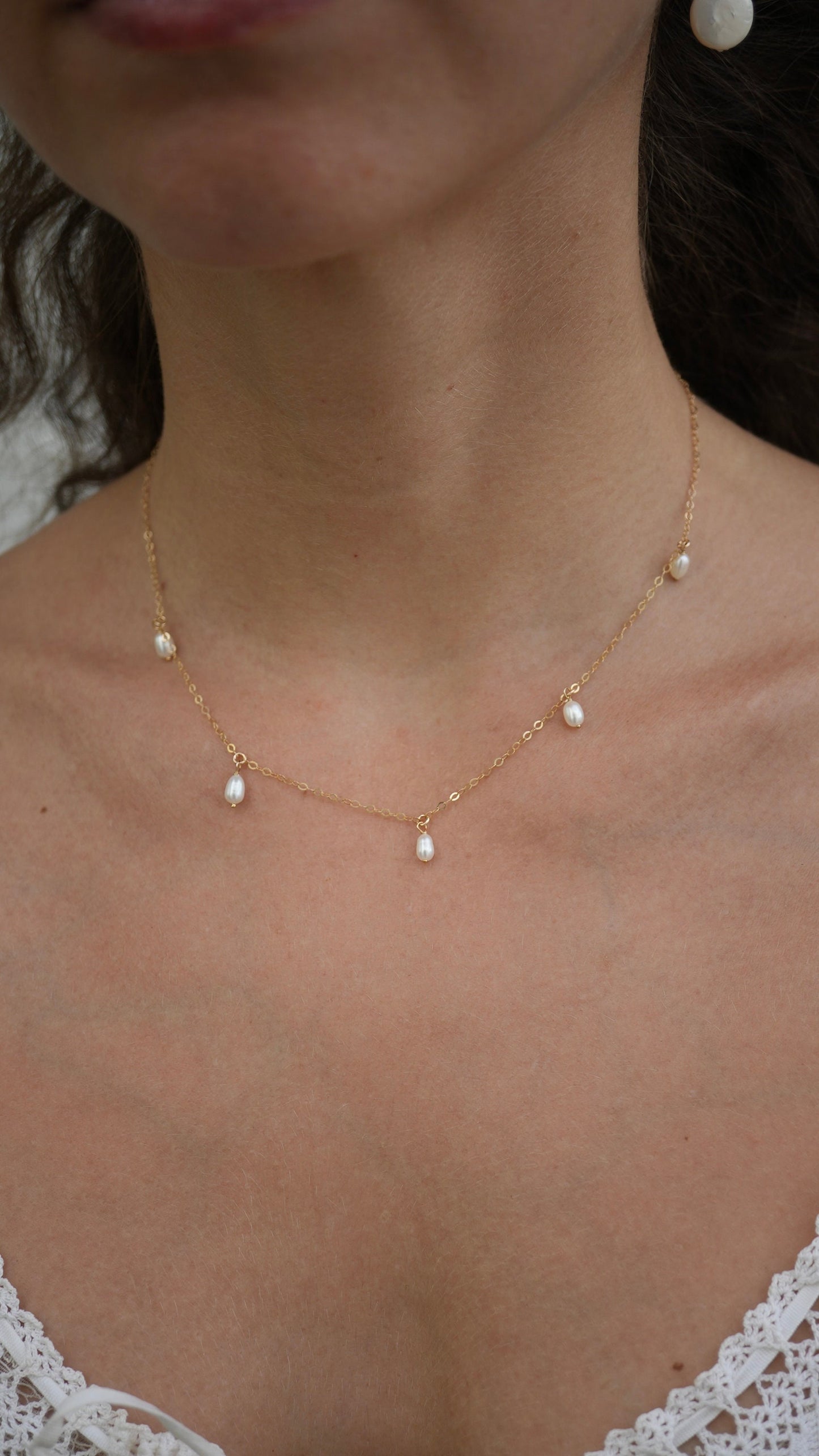 Dainty Pearl Necklace | 14K Gold Filled Pearl Choker Necklace | Bridesmaid | Wedding Jewelry
