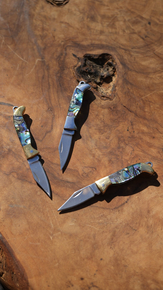Abalone Shell Knife Necklace || Shell Pocket Knife Necklace || Blade Necklace || Brass Knife Necklace || Real Knife Necklace || Unisex