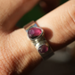 Watermelon Tourmaline two stone Ring || Statement Ring || Pink Tourmaline Ring || Green Tourmaline Rose Cut