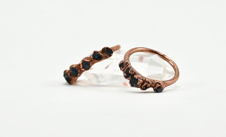 Multi-Stone Raw Sapphire Ring || September Birthstone