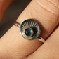 Blue Topaz Sunburst Silver Ring