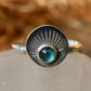 Blue Topaz Sunburst Silver Ring