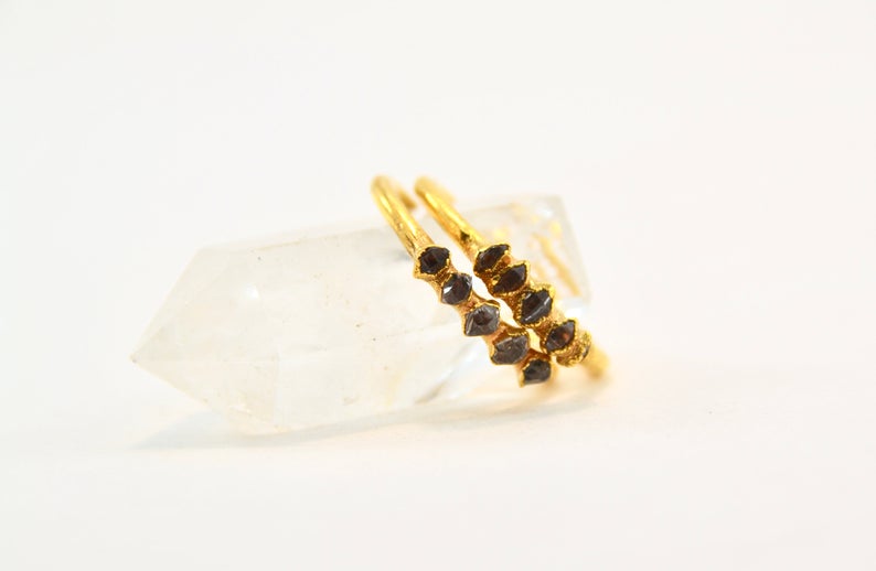 Gold Multi-Herkimer Diamond Ring || April Birthstone